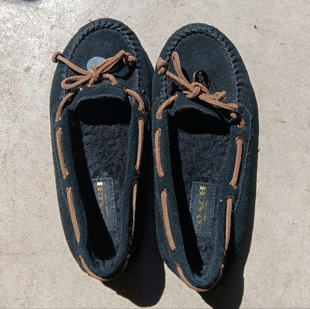 Coach Black Suede Antonia Moccasin Size 6B